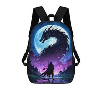 sinyumoney Mochilas Impresas En 3D 17inch Dragon Moon Warrior Mochilas Para Niños Mochila Escolar Para Niños Bolsas De Viaje Lindas Mochila Informal Para Exteriores Para Niños
