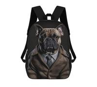 sinyumoney Mochilas Impresas En 3D 17inch French Bulldog in Men Suit Mochilas Para Niños Mochila Escolar Para Niños Bolsas De Viaje Lindas Mochila Informal Para Exteriores Para Niños