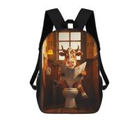 sinyumoney Mochilas Impresas En 3D 17inch Funny Cow Siting on Toilet Mochilas Para Niños Mochila Escolar Para Niños Bolsas De Viaje Lindas Mochila Informal Para Exteriores Para Niños