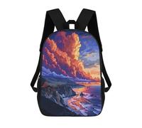 sinyumoney Mochilas Impresas En 3D 17inch Sunset Coast Pixel Art Mochilas Para Niños Mochila Escolar Para Niños Bolsas De Viaje Lindas Mochila Informal Para Exteriores Para Niños