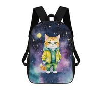 sinyumoney Mochilas Impresas En 3D 17inch Watercolor Cat in Space Mochilas Para Niños Mochila Escolar Para Niños Bolsas De Viaje Lindas Mochila Informal Para Exteriores Para Niños