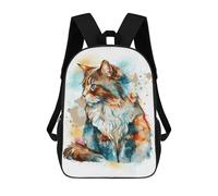 sinyumoney Mochilas Impresas En 3D 17inch Watercolor Long Hair Cat Mochilas Para Niños Mochila Escolar Para Niños Bolsas De Viaje Lindas Mochila Informal Para Exteriores Para Niños