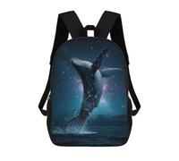 sinyumoney Mochilas Impresas En 3D 17inch Whale Breaching in Starry Night Sky Mochilas Para Niños Mochila Escolar Para Niños Bolsas De Viaje Lindas Mochila Informal Para Exteriores Para Niños
