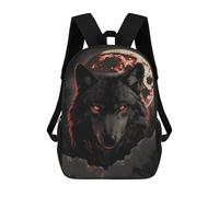 sinyumoney Mochilas Impresas En 3D 17inch Wolf Dark Moon Red Clouds Mochilas Para Niños Mochila Escolar Para Niños Bolsas De Viaje Lindas Mochila Informal Para Exteriores Para Niños