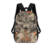 sinyumoney Mochilas Impresas En 3D 17inch Wolf Ramen Noodles Japan Mochilas Para Niños Mochila Escolar Para Niños Bolsas De Viaje Lindas Mochila Informal Para Exteriores Para Niños