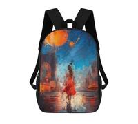 sinyumoney Mochilas Impresas En 3D 17inch Woman in The Red Dress Mochilas Para Niños Mochila Escolar Para Niños Bolsas De Viaje Lindas Mochila Informal Para Exteriores Para Niños