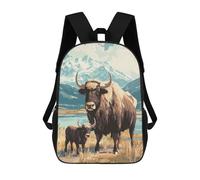 sinyumoney Mochilas Impresas En 3D 17inch Yak And Calf in Mountain Landscape Mochilas Para Niños Mochila Escolar Para Niños Bolsas De Viaje Lindas Mochila Informal Para Exteriores Para Niños