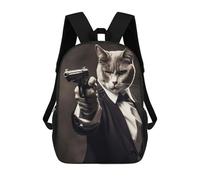 Sinyumoney Mochilas Impresas En 3D Para Niños Dare to Be Different: Mochila Escolar Linda Para Niños, Ideal Para Actividades Al Aire Libre Y Salidas A La Universidad, Cat Secret Agente, 17"