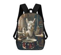 Sinyumoney Mochilas Impresas En 3D Para Niños Dare to Be Different: Mochila Escolar Linda Para Niños, Ideal Para Actividades Al Aire Libre Y Salidas A La Universidad, Alpaca Plays Drums, 17"