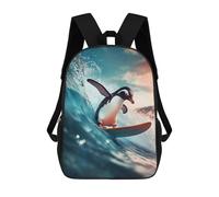 Sinyumoney Mochilas Impresas En 3D Para Niños Dare to Be Different: Mochila Escolar Linda Para Niños, Ideal Para Actividades Al Aire Libre Y Salidas A La Universidad, Penguin On A Surf, 17"
