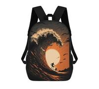 Sinyumoney Mochilas Impresas En 3D Para Niños Dare to Be Different: Mochila Escolar Linda Para Niños, Ideal Para Actividades Al Aire Libre Y Salidas A La Universidad, Surfer Sunset Drawing, 17"
