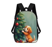 sinyumoney Mochilas Impresas En 3D Para Niños, Mochilas De Moda Y Casual Para Niños, Estudiantes De Primaria Y Colegio., Puppy Decorating Christmas Tree, 17"