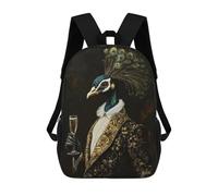 sinyumoney Mochilas Impresas En 3D Para Niños, Mochilas De Moda Y Casual Para Niños, Estudiantes De Primaria Y Colegio., Elegant Gilded Peacock With Champán, 17"