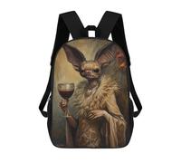 sinyumoney Mochilas Impresas En 3D Para Niños, Mochilas De Moda Y Casual Para Niños, Estudiantes De Primaria Y Colegio., Gothic Bat Lady With Wine, 17"