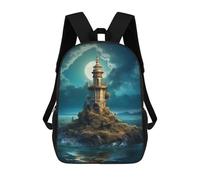 sinyumoney Mochilas Impresas En 3D Para Niños, Mochilas De Moda Y Casual Para Niños, Estudiantes De Primaria Y Colegio., Fantasy Lighthouse, 17"
