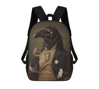 sinyumoney Mochilas Impresas En 3D Para Niños, Mochilas De Moda Y Casual Para Niños, Estudiantes De Primaria Y Colegio., Fancy Gothic Raven Caballero Retrato, 17"
