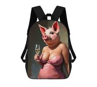 sinyumoney Mochilas Impresas En 3D Para Niños, Mochilas De Moda Y Casual Para Niños, Estudiantes De Primaria Y Colegio., Pretty Pig In Pink Dress, 17"
