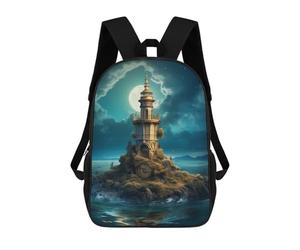 sinyumoney Mochilas Impresas En 3D Para Niños, Mochilas De Moda Y Casual Para Niños, Estudiantes De Primaria Y Colegio., Fantasy Lighthouse, 17"