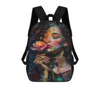 sinyumoney Mochilas Infantiles De 17 Pulgadas Abstract Floral Portrait Painting Mochila Escolar Impresa En 3D Para Niños Mochilas De Viaje De Moda Para Niños Y Estudiantes