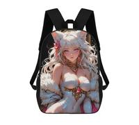 sinyumoney Mochilas Infantiles De 17 Pulgadas Anime Girl with Fox Ears Mochila Escolar Impresa En 3D Para Niños Mochilas De Viaje De Moda Para Niños Y Estudiantes