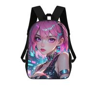 sinyumoney Mochilas Infantiles De 17 Pulgadas Anime Girl with Pink Hair Mochila Escolar Impresa En 3D Para Niños Mochilas De Viaje De Moda Para Niños Y Estudiantes