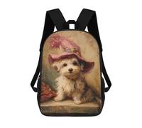 sinyumoney Mochilas Infantiles De 17 Pulgadas Charming Dog in Pink Hat Mochila Escolar Impresa En 3D Para Niños Mochilas De Viaje De Moda Para Niños Y Estudiantes