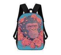 sinyumoney Mochilas Infantiles De 17 Pulgadas Chimpanzee with Roses Digital Art Mochila Escolar Impresa En 3D Para Niños Mochilas De Viaje De Moda Para Niños Y Estudiantes