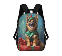 sinyumoney Mochilas Infantiles De 17 Pulgadas Christmas German Shepherd Dog Mochila Escolar Impresa En 3D Para Niños Mochilas De Viaje De Moda Para Niños Y Estudiantes