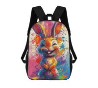 sinyumoney Mochilas Infantiles De 17 Pulgadas Colorful Bunny Painting Artwork Mochila Escolar Impresa En 3D Para Niños Mochilas De Viaje De Moda Para Niños Y Estudiantes