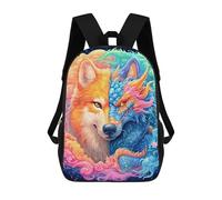 sinyumoney Mochilas Infantiles De 17 Pulgadas Colorful Fantasy Wolf Dragon Art Mochila Escolar Impresa En 3D Para Niños Mochilas De Viaje De Moda Para Niños Y Estudiantes