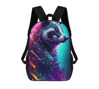 sinyumoney Mochilas Infantiles De 17 Pulgadas Colorful Raccoon Art Print Mochila Escolar Impresa En 3D Para Niños Mochilas De Viaje De Moda Para Niños Y Estudiantes