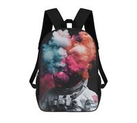 sinyumoney Mochilas Infantiles De 17 Pulgadas Colorful Smoke Astronaut Art Mochila Escolar Impresa En 3D Para Niños Mochilas De Viaje De Moda Para Niños Y Estudiantes