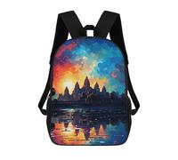 sinyumoney Mochilas Infantiles De 17 Pulgadas Colorful Sunset Reflections Mochila Escolar Impresa En 3D Para Niños Mochilas De Viaje De Moda Para Niños Y Estudiantes