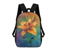 sinyumoney Mochilas Infantiles De 17 Pulgadas Colorful Tiger Lily Art Print-3 Mochila Escolar Impresa En 3D Para Niños Mochilas De Viaje De Moda Para Niños Y Estudiantes