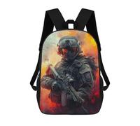 sinyumoney Mochilas Infantiles De 17 Pulgadas Combat Soldier with Rifle Mochila Escolar Impresa En 3D Para Niños Mochilas De Viaje De Moda Para Niños Y Estudiantes