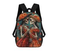 sinyumoney Mochilas Infantiles De 17 Pulgadas Day of The Dead Skeleton Couple-2 Mochila Escolar Impresa En 3D Para Niños Mochilas De Viaje De Moda Para Niños Y Estudiantes
