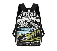 sinyumoney Mochilas Infantiles De 17 Pulgadas Denali National Park Vintage Poster Mochila Escolar Impresa En 3D Para Niños Mochilas De Viaje De Moda Para Niños Y Estudiantes