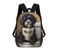 sinyumoney Mochilas Infantiles De 17 Pulgadas Dog Reading Newspaper on Toilet Mochila Escolar Impresa En 3D Para Niños Mochilas De Viaje De Moda Para Niños Y Estudiantes