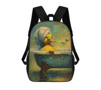 sinyumoney Mochilas Infantiles De 17 Pulgadas Duck in Bathtub with Cocktail Painting Mochila Escolar Impresa En 3D Para Niños Mochilas De Viaje De Moda Para Niños Y Estudiantes