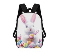 sinyumoney Mochilas Infantiles De 17 Pulgadas Easter Bunny with Eggs Basket Mochila Escolar Impresa En 3D Para Niños Mochilas De Viaje De Moda Para Niños Y Estudiantes