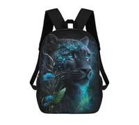 sinyumoney Mochilas Infantiles De 17 Pulgadas Enchanted Leopard with Blue Flowers Mochila Escolar Impresa En 3D Para Niños Mochilas De Viaje De Moda Para Niños Y Estudiantes