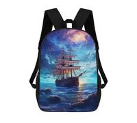 sinyumoney Mochilas Infantiles De 17 Pulgadas Fantasy Sailing Ship Ocean Artwork Mochila Escolar Impresa En 3D Para Niños Mochilas De Viaje De Moda Para Niños Y Estudiantes