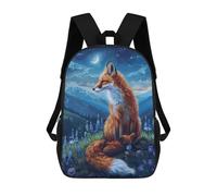 sinyumoney Mochilas Infantiles De 17 Pulgadas Fox Family in Moonlit Field Mochila Escolar Impresa En 3D Para Niños Mochilas De Viaje De Moda Para Niños Y Estudiantes