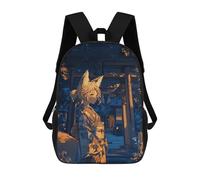 sinyumoney Mochilas Infantiles De 17 Pulgadas Fox Girl in Kimono Mochila Escolar Impresa En 3D Para Niños Mochilas De Viaje De Moda Para Niños Y Estudiantes