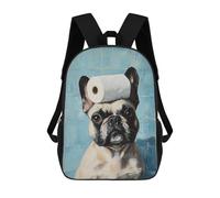 sinyumoney Mochilas Infantiles De 17 Pulgadas Funny French Bulldog with Toilet Paper-2 Mochila Escolar Impresa En 3D Para Niños Mochilas De Viaje De Moda Para Niños Y Estudiantes