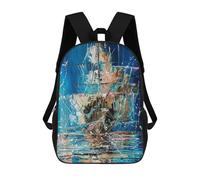 sinyumoney Mochilas Infantiles De 17 Pulgadas Ghost Ship Mochila Escolar Impresa En 3D Para Niños Mochilas De Viaje De Moda Para Niños Y Estudiantes