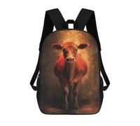 sinyumoney Mochilas Infantiles De 17 Pulgadas Golden Cow Portrait Mochila Escolar Impresa En 3D Para Niños Mochilas De Viaje De Moda Para Niños Y Estudiantes