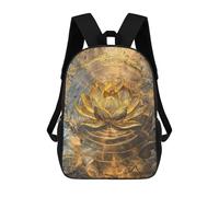 sinyumoney Mochilas Infantiles De 17 Pulgadas Golden Lotus Harmony Mochila Escolar Impresa En 3D Para Niños Mochilas De Viaje De Moda Para Niños Y Estudiantes