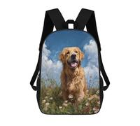 sinyumoney Mochilas Infantiles De 17 Pulgadas Golden Retriever in Flowers-2 Mochila Escolar Impresa En 3D Para Niños Mochilas De Viaje De Moda Para Niños Y Estudiantes
