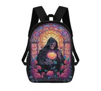 sinyumoney Mochilas Infantiles De 17 Pulgadas Gothic Reaper with Rose Stained Glass Artwork Mochila Escolar Impresa En 3D Para Niños Mochilas De Viaje De Moda Para Niños Y Estudiantes